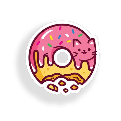 Cat Donut Sticker Doughnut Cute Food Snack Laptop Cup Car Etsy