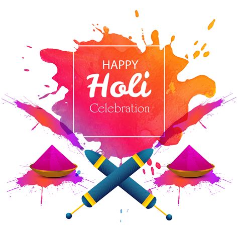 Happy Holi Card With Colorful Splashes And Elements 701622 Vector Art