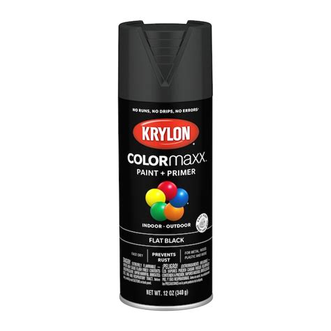 Krylon Colormaxx Flat Black Spray Paint And Primer In One Net Wt 12