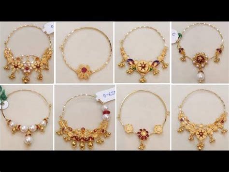 Gold Nath Designs Latest Light Weight Gold Bridal Nose Rings With