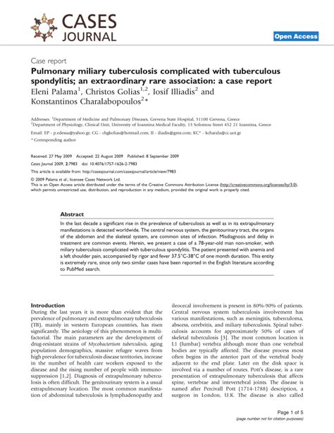 Pdf Pulmonary Miliary Tuberculosis Complicated With Tuberculous