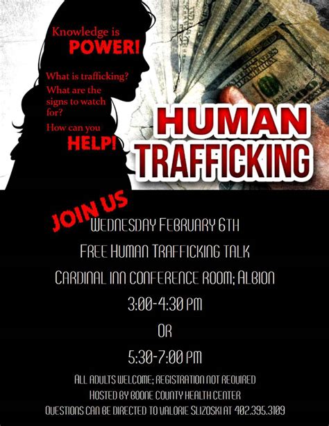 Human Sex Trafficking Flyer Boone County Health Center