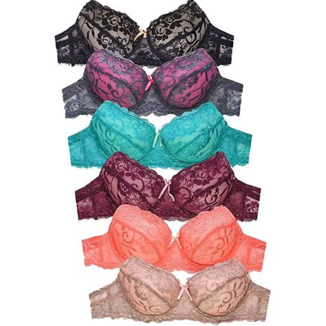 Mamia Mamia Womens Laced And Lace Trimmed Bras Packs Of 6 Various