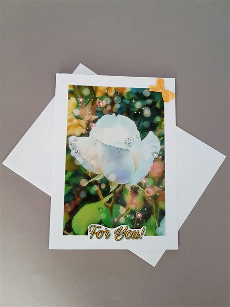For You White Rose Greeting Cardcard With Rosesweet Floral Etsy