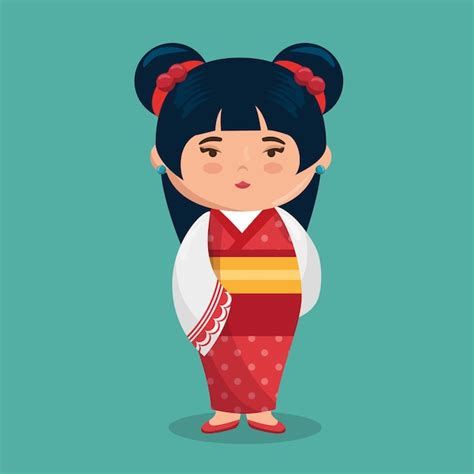 premium vector cute japanese girl character