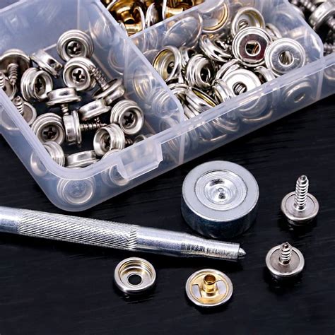 Tools And Home Improvement 120 Pcs Snap Button Fastener Kit Metal Screws