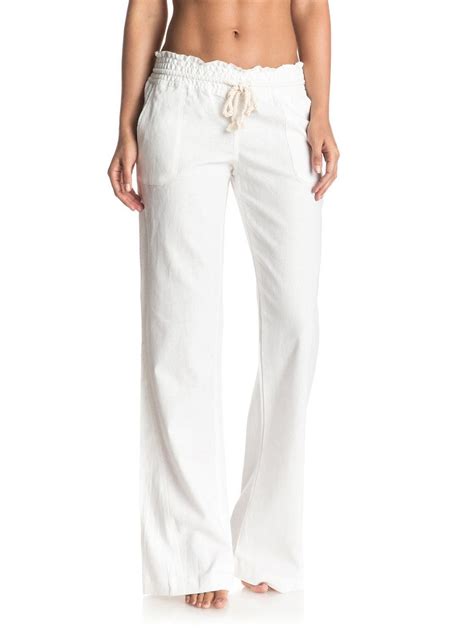Roxy Oceanside Beach Pants Sea Salt Wbb0 Flared Linen Pants Linen Pants Outfit White Linen