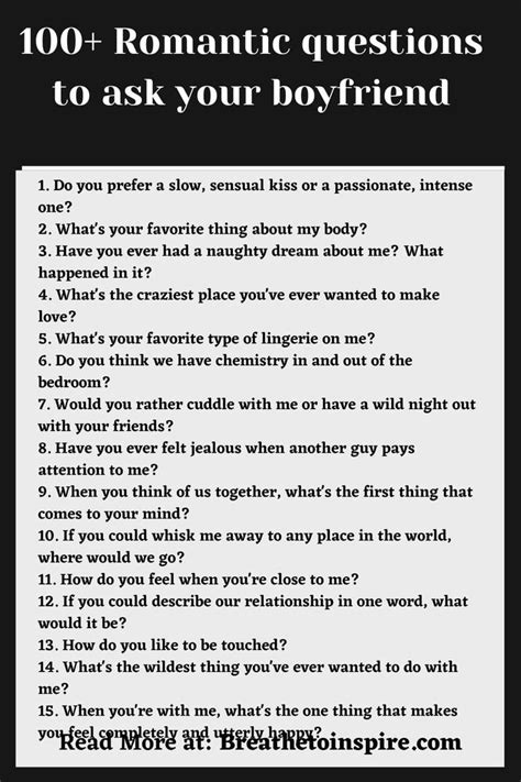 100 Romantic Questions To Ask Your Boyfriend Romantic Questions