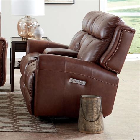 Bassett Club Level Marquee Leather Match Power Reclining Loveseat