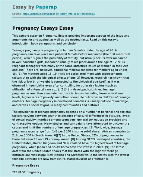pregnancy essays free essay example