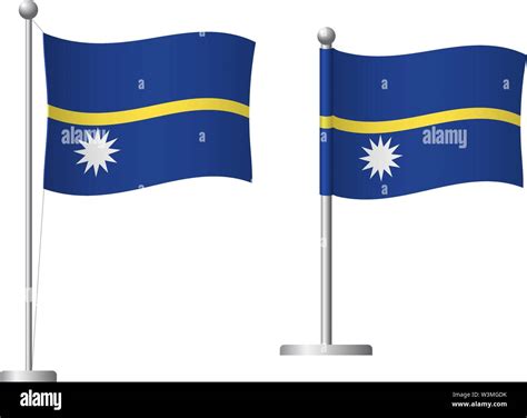 Nauru Flag On Pole Metal Flagpole National Flag Of Nauru Vector