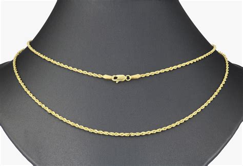 Solid K Yellow Gold Women Mm Rope Chain Pendant Necklace Lobster