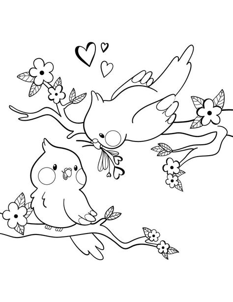 Oiseaux De La Saint Valentin à Dessiner Bird Coloring Pages Coloring