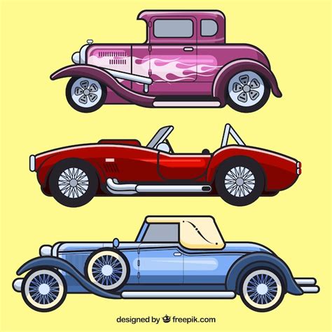 Set Of Vintage Car Profiles Free Vector