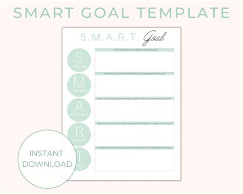 Smart Goal Template Printable Etsy