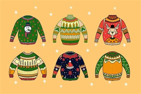 Premium Vector Hand Drawn Ugly Sweater Collection