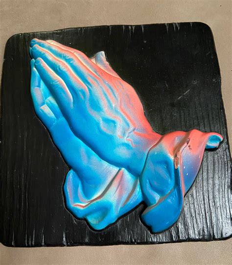 Vintage Praying Hands Chalkware Wall Plaque Fluorescent Colors Etsy