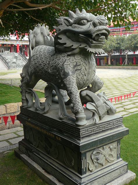 Gambar Tua Monumen Asia Patung Cina Agama Kuno Singa Kuburan