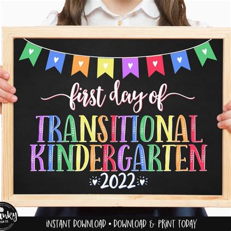 First Day Of Transitional Kindergarten Sign First Day Of Etsy