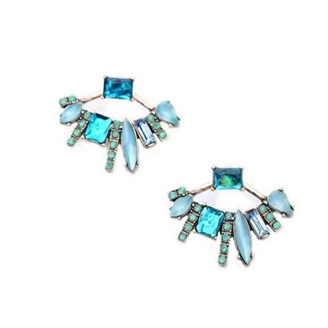 Turquoise Crystal Double Sided Earrings Fashion Earrings Fashion