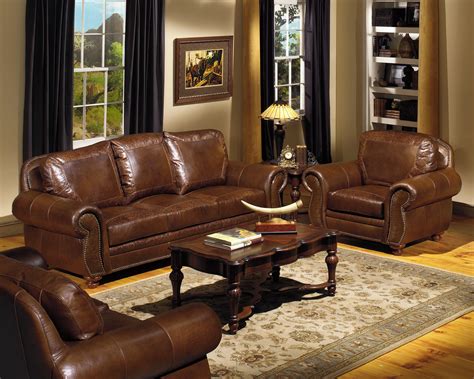 Usa Premium Leather 8555 Traditional Leather Sofa With Nailhead Trim