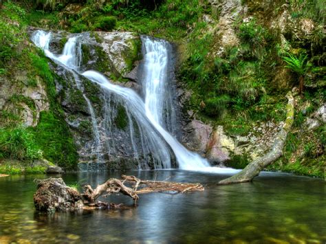 Download Cliff Stream River Scenic Landscape Nature Waterfall Hd Wallpaper