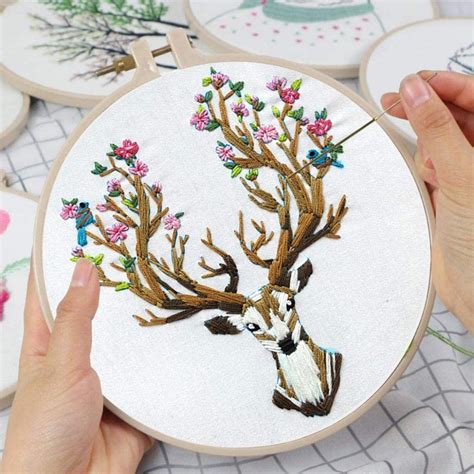 Embroidery Kit for Beginner Elk Pattern Needlepoint Kits Hand Embroide - Iootsea