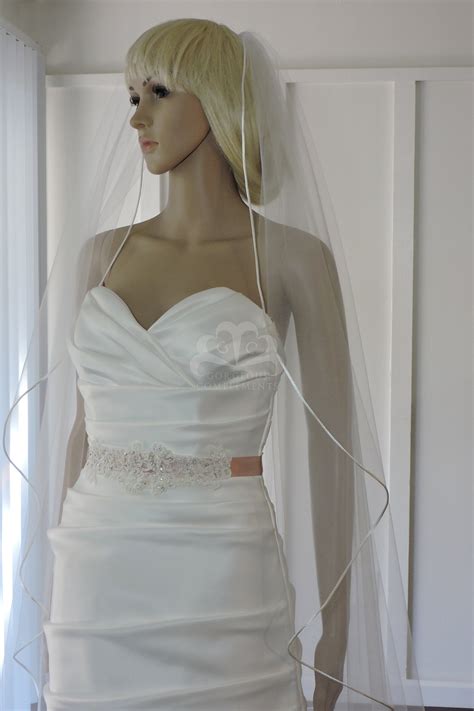 Wedding Veil Cascade Satin Rattail Cord Edge Bridal Veil Etsy