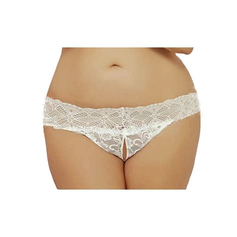 lacy line plus size sexy floral lace open crotch thong