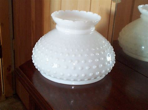 White Milk Glass Hobnail Lamp Shade Vintage Hurricane