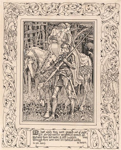 Illustration For Edmund Spensers The Faerie Queen Walter Crane Ink