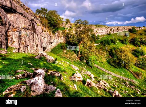 Malham Cove In The Yorkshire Dales National Park At Malham A Stunning