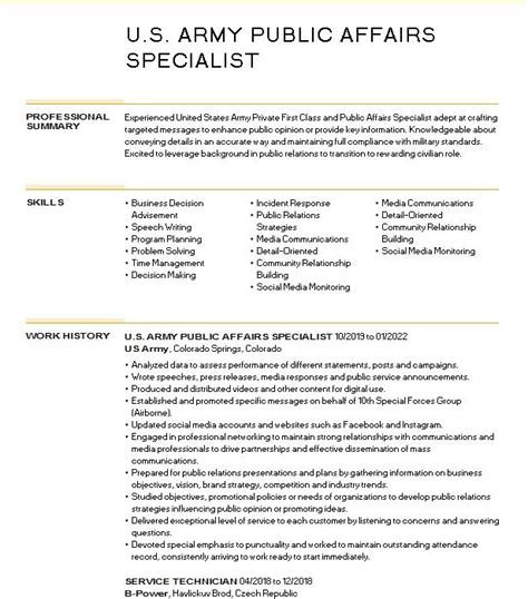 Public Affairs Specialist Resume Objective Example