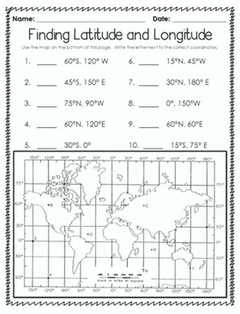 World Map Longitude And Latitude Worksheet