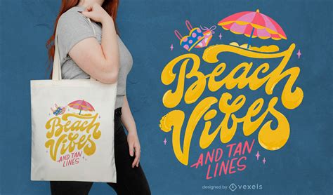 Beach Vibes Tan Lines Tote Bag Design Vector Download