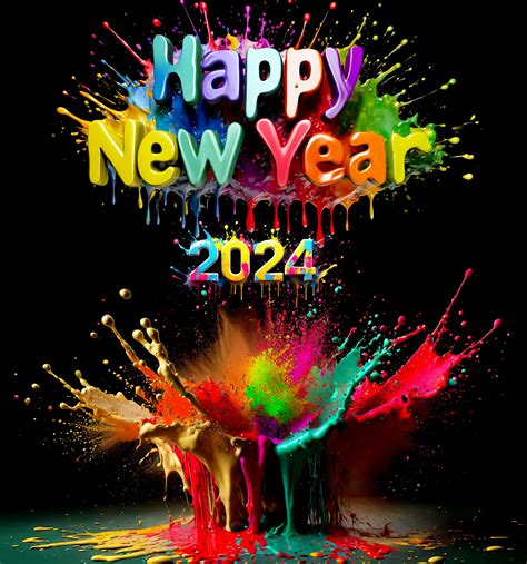 Happy New Year 2024 Greeting Card Free Stock Photo Public Domain