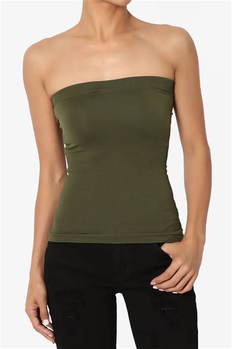 Mogan Basic Layering Stretch Plain Strapless Tube Top Seamless