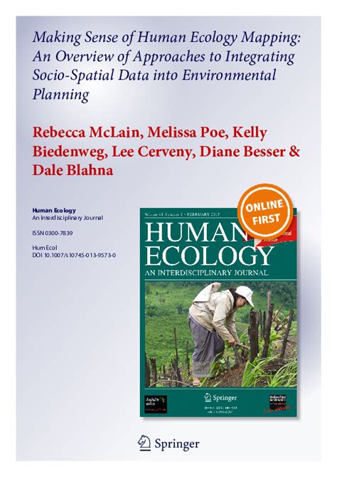 Pdf Making Sense Of Human Ecology Mapping An Overview Of Approaches