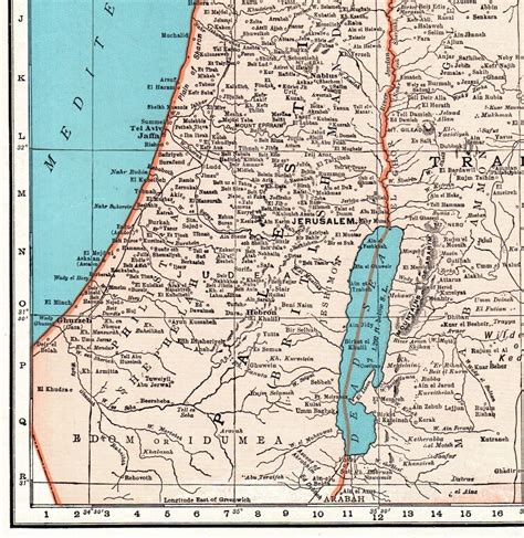 1946 Antique Palestine Map Vintage Map Of Palestine Syria Etsy