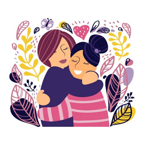 drawing of a lesbians hugging illustrations royalty free vector graphics and clip art istock