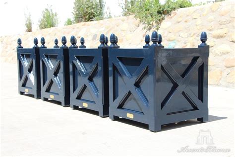 Great containers for your plants for both outdoors or inside. Wood Versailles style planter with acorn finial | Cross ...