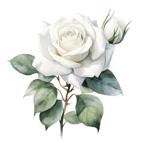White Rose Flower Watercolor Ai Generated Rose Watercolor Flower Png