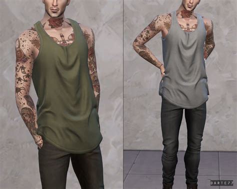 Long Tank Top Darte77 Custom Content For Ts4 Sims 4 Male Clothes