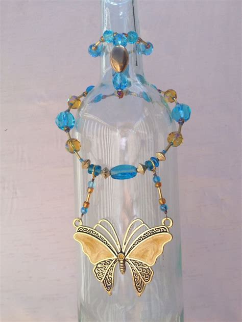 Handmade Wine Bottle Necklace With Butterfly Charm