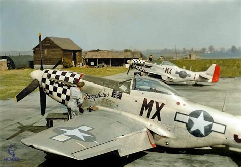 two p 51d 15 na mustangs of the 82nd fighter squadron 78th fighter group sit in alphabetical