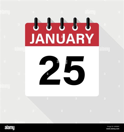 January Calendar Icon With Shadow Flat Style Date Day And Month