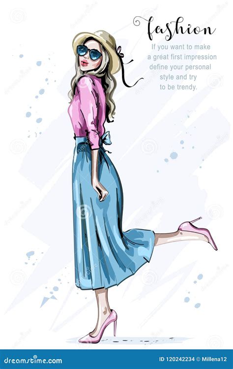 Girl In Sketch Style Vector Illustration 23372497