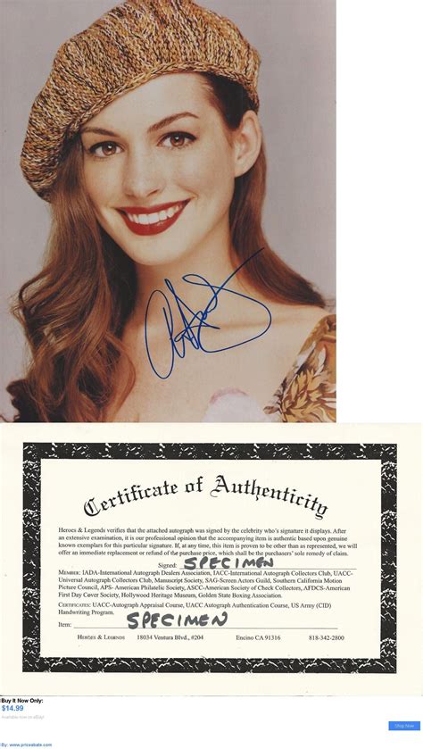 Celebrity Autographs Anne Hathaway Hand Signed 8x10 Autographed Photo