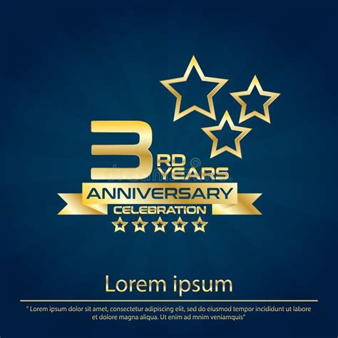 3rd Year Elegance Golden And Star Anniversary Celebration Emblem