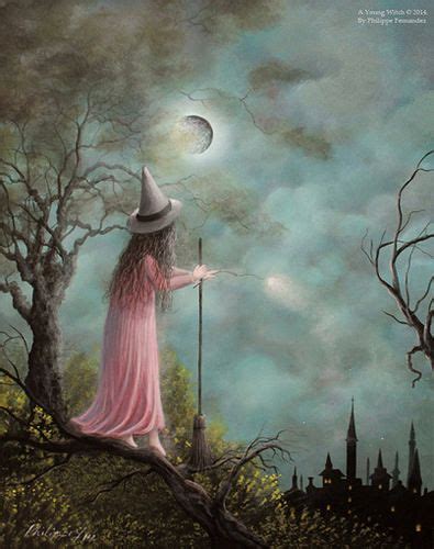 A Young Witch Acrylic Fantasy Witch Landscape Painting By Artist